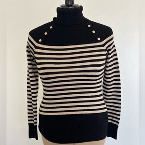 White House Black Market Shimmer Striped Turtleneck
